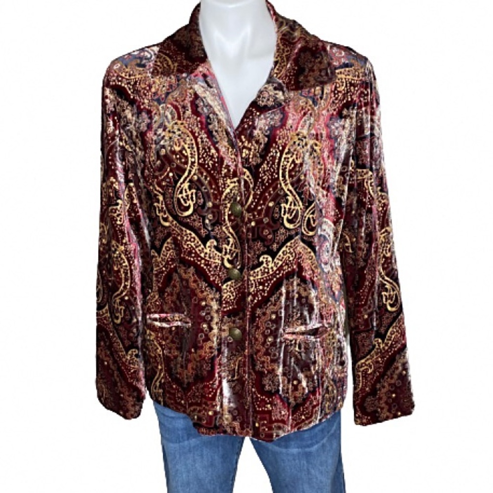 Chico’s Velvet Sequin Paisley Blazer